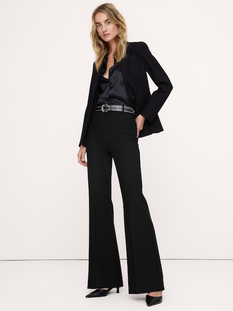 PANTALON MODERNE ÉVASÉ À TAILLE HAUTE EN TISSU URBAIN EXTENSIBLE