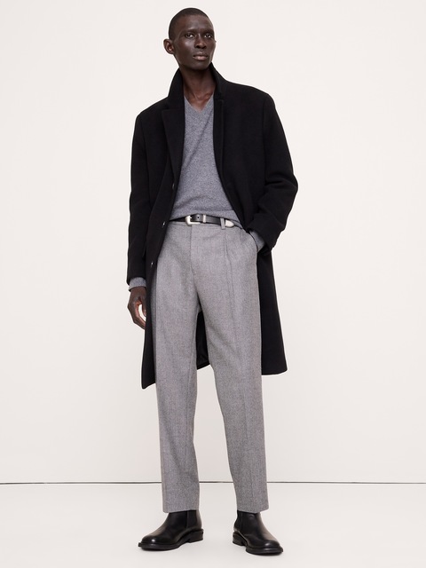 PANTALON HABILLÉ CLASSIQUE FUSELÉ EN LAINE ET COTON À CHEVRONS
