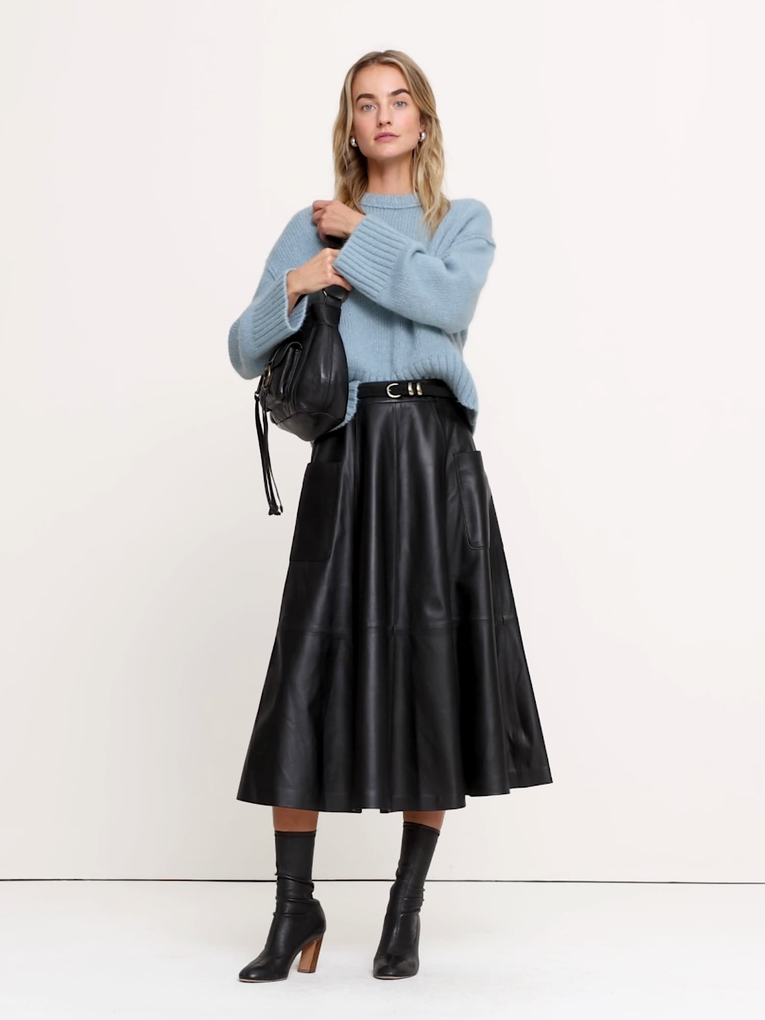 Leather Circle Midi Skirt