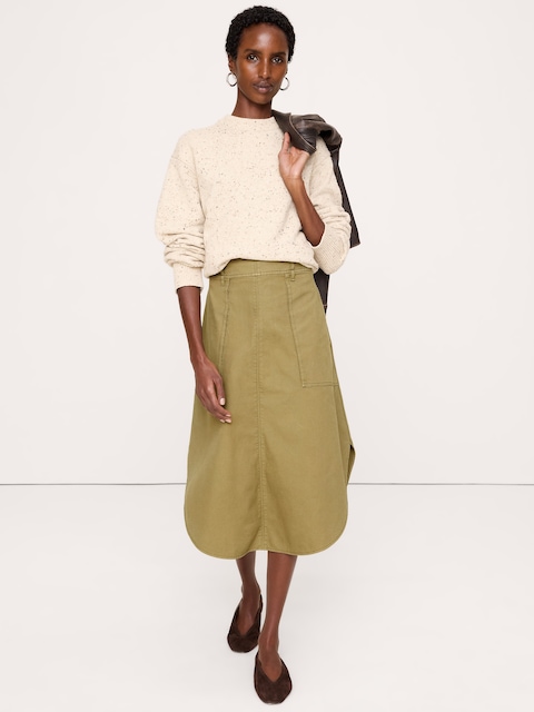 JUPE MI-LONGUE UTILITAIRE EN TOILE DE COTON