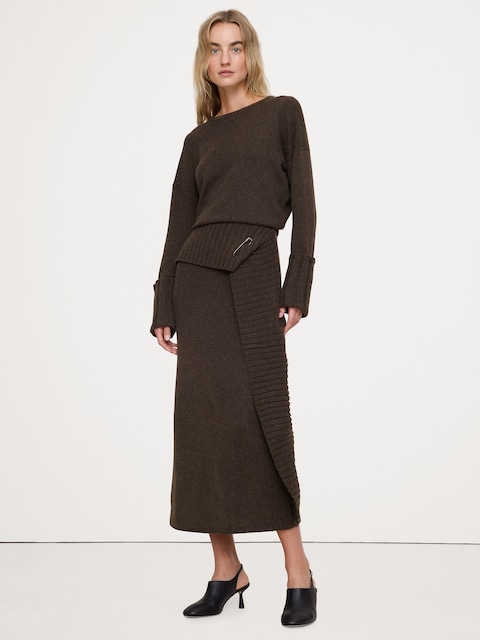 ROBE CHANDAIL LONGUE EN LAINE MÉRINOS ET COTON