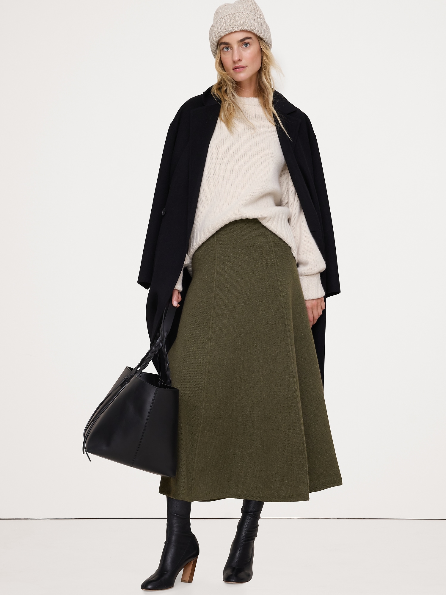 Wool-Cotton Maxi Sweater Skirt