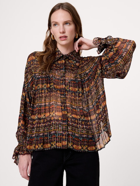 Chiffon Balloon-Sleeve Blouse