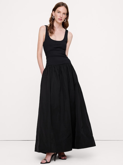 ROBE LONGUE BAIN DE SOLEIL EN JERSEY ET TAFFETAS