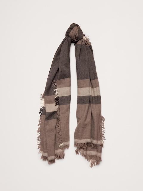 Wool Blanket Scarf with Fringe