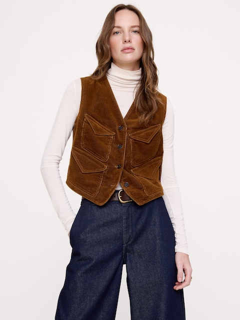 GILET À POCHE EN VELOURS CÔTELÉ