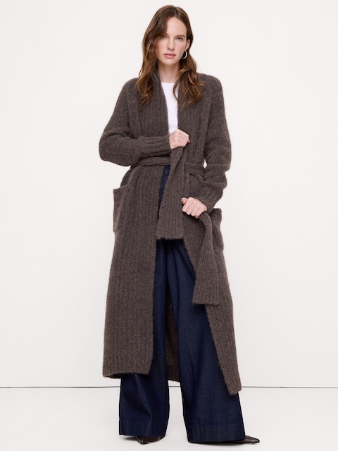 CARDIGAN EXTRA-LONG EN MÉLANGE D'ALPAGA ITALIEN
