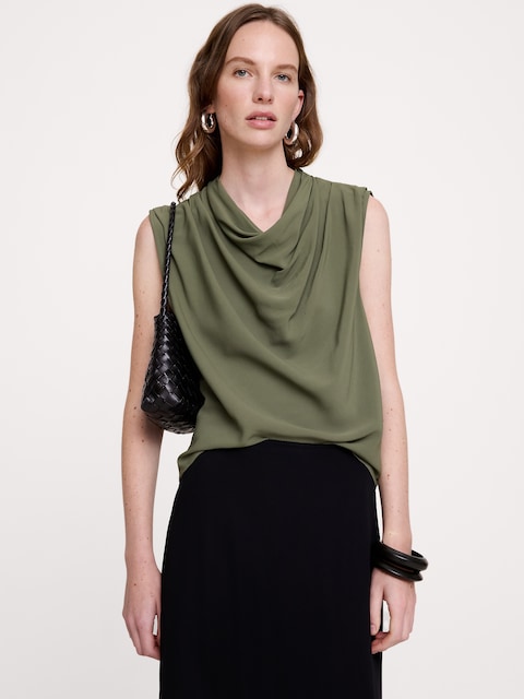 CAMISOLE DRAPÉE À COL CAGOULE