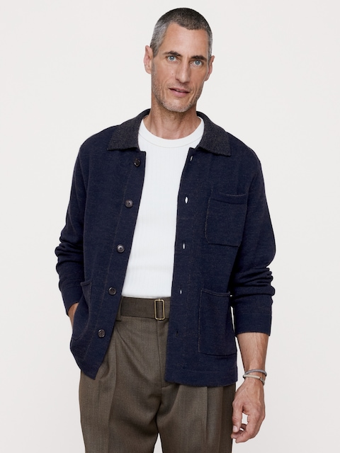 CARDIGAN DE TRAVAIL EN LAINE MÉRINOS