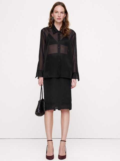 Organza Button-Down Shirt