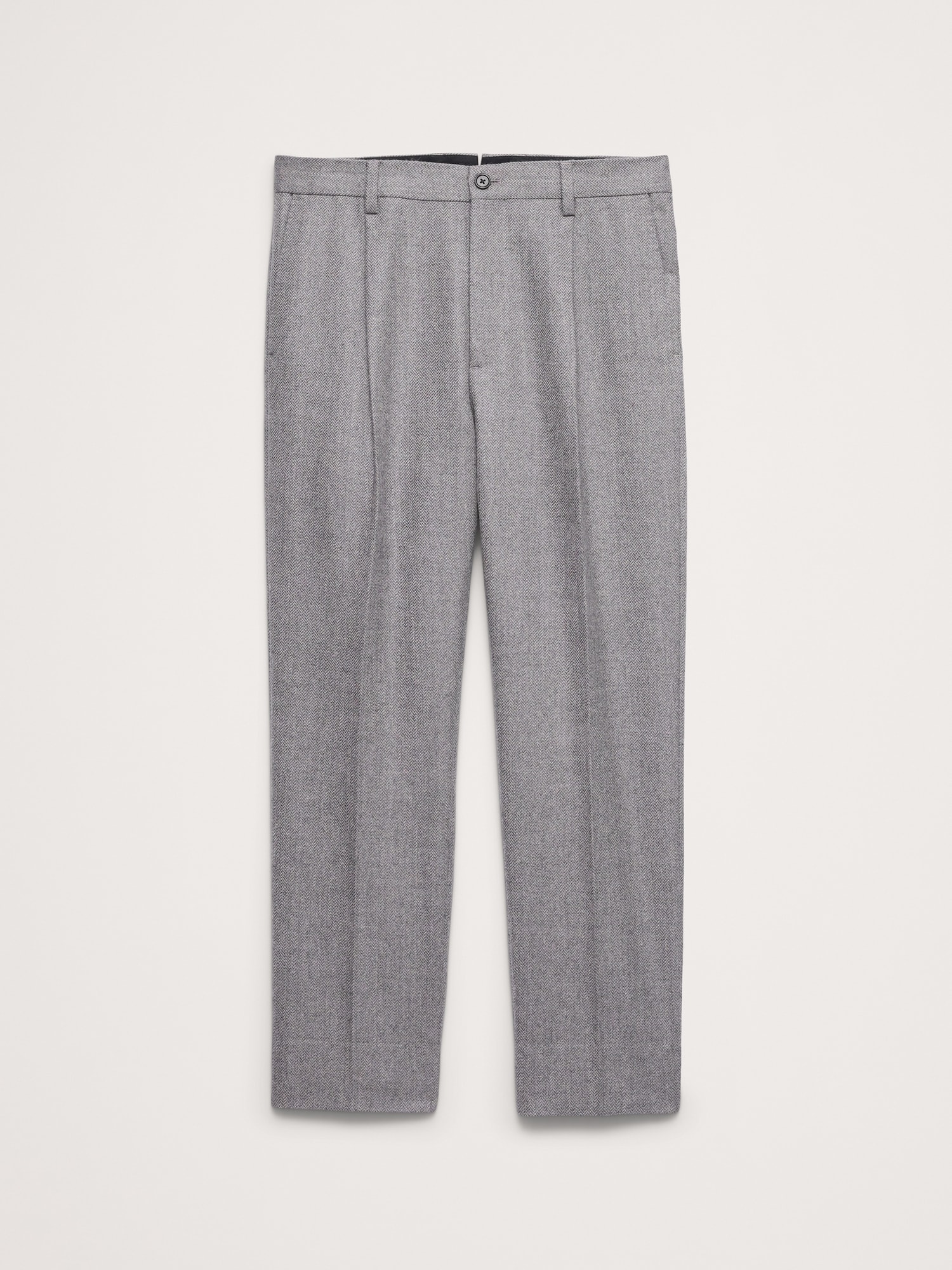Classic Tapered Wool-Cotton Herringbon Dress Pant