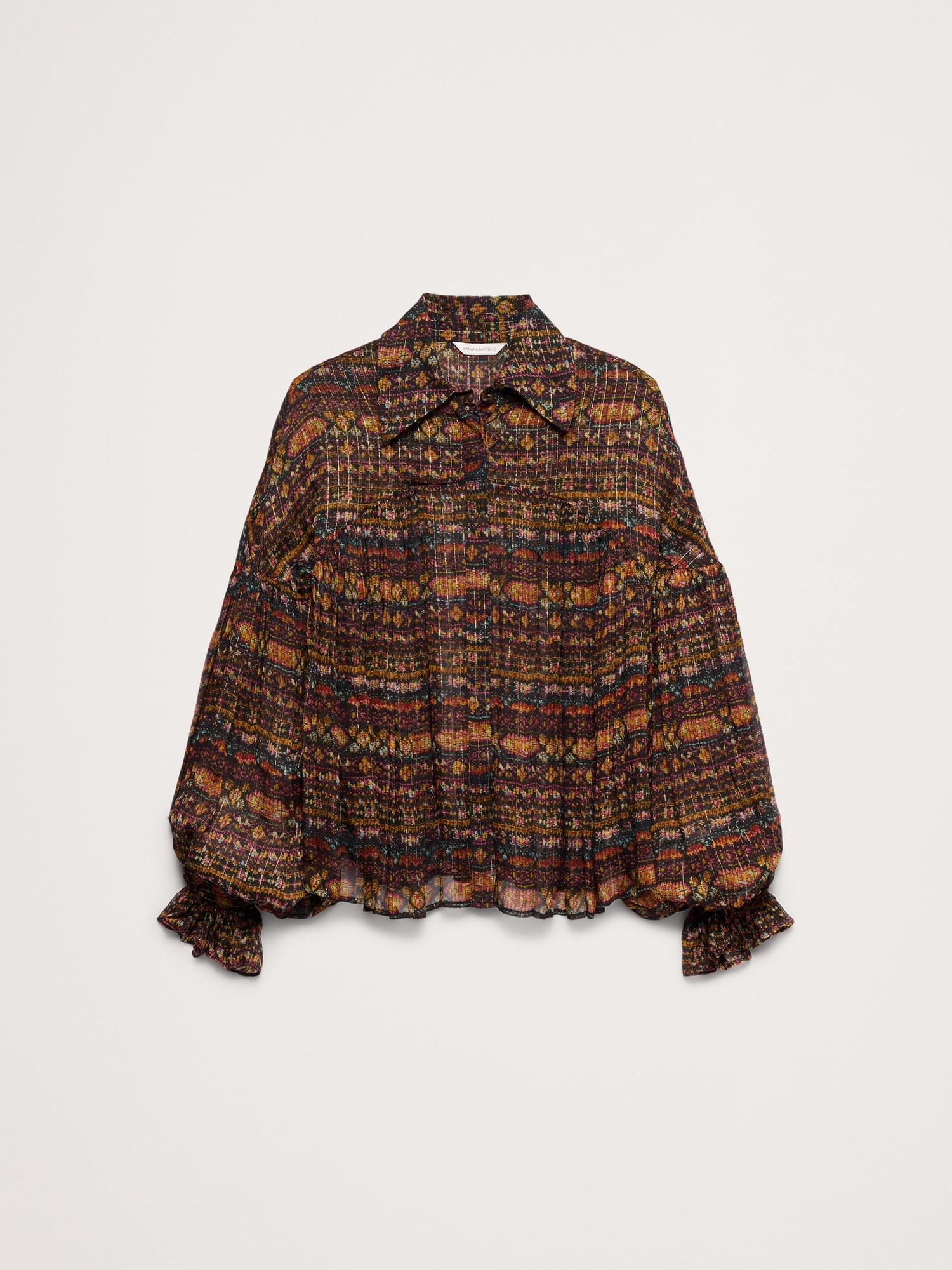 Chiffon Balloon-Sleeve Blouse