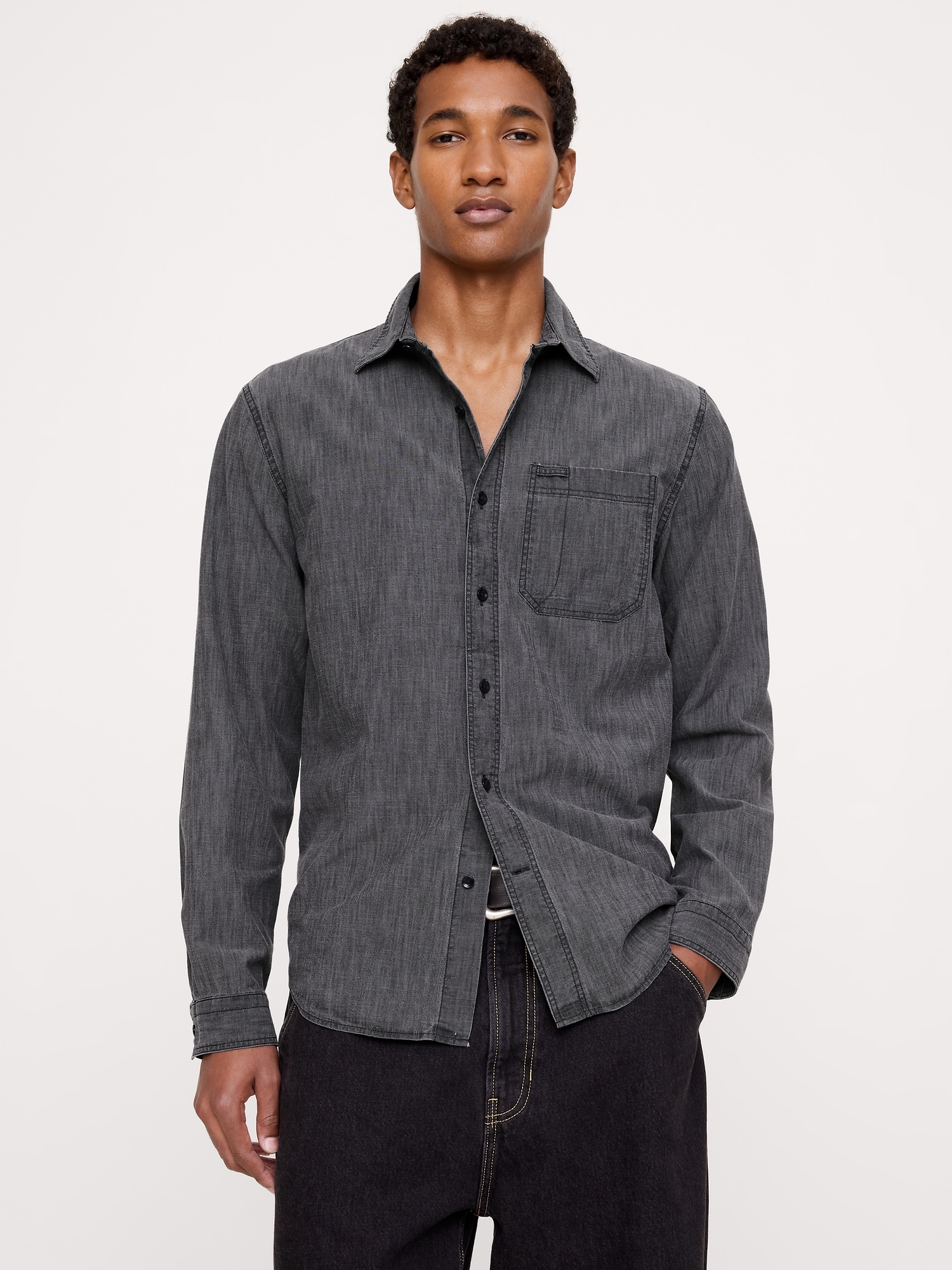 Standard-Fit Chambray Shirt