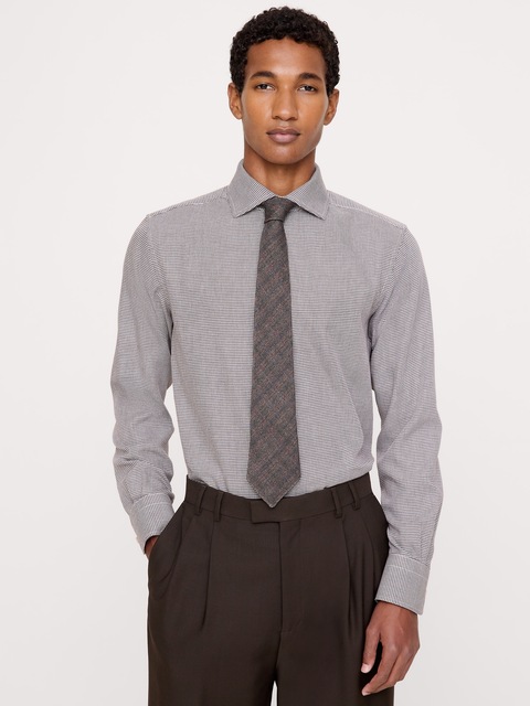 CHEMISE HABILLÉE COUPE AJUSTÉE EN COTON ET CACHEMIRE - Motif Pied-De