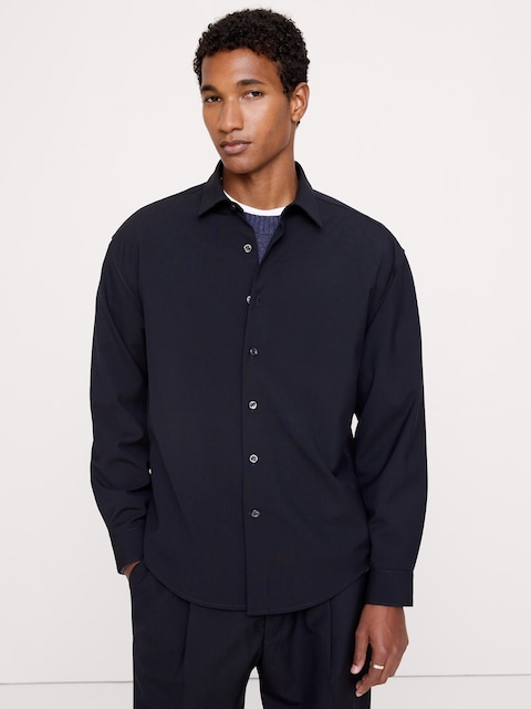 CHEMISE DÉCONTRACTÉE EN MÉLANGE DE LAINE SANS ESCALE