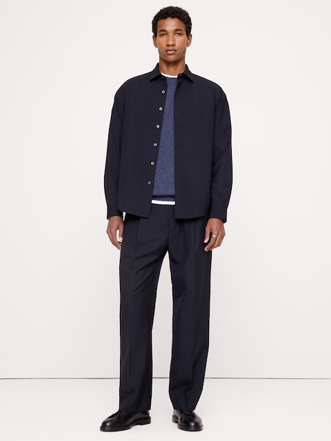 PANTALON DÉCONTRACTÉ À TAILLE EXTENSIBLE EN MÉLANGE DE LAINE SANS ESCALE