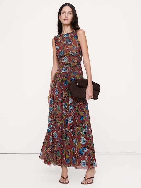 ROBE LONGUE À ENCOLURE BATEAU EN MAILLES