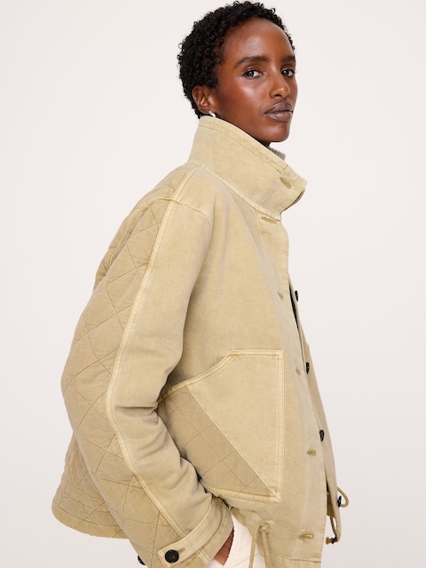 VESTE UTILITAIRE EN MÉLANGE DE COTON ET LIN MATELASSÉ