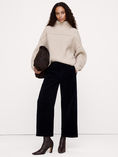 PANTALON DE PEINTRE DÉCONTRACTÉ À TAILLE MI-BASSE EXTENSIBLE EN VELOURS CÔTELÉ