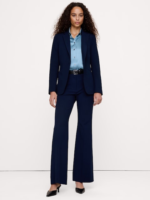 PANTALON MODERNE ÉVASÉ À TAILLE HAUTE EN TISSU URBAIN EXTENSIBLE