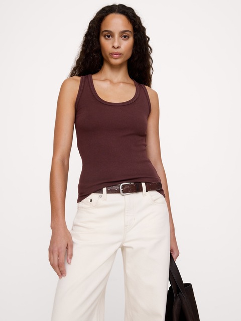CAMISOLE À ENCOLURE DÉGAGÉE EN TRICOT CÔTELÉ