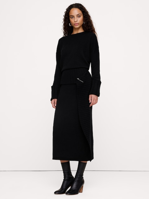 ROBE CHANDAIL LONGUE EN LAINE MÉRINOS ET COTON