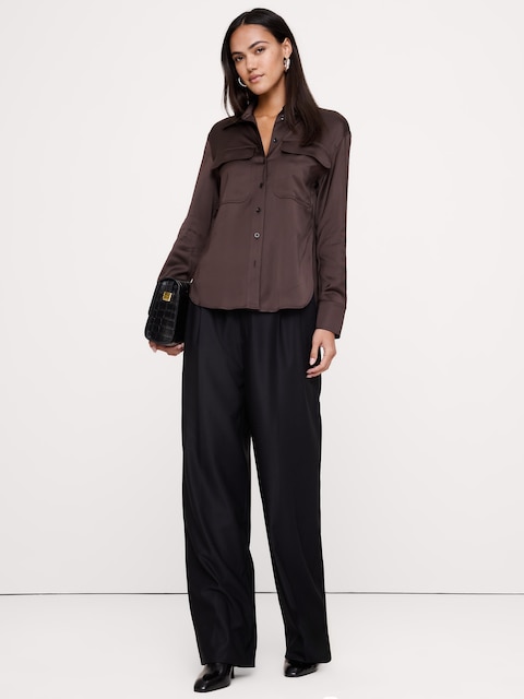 CHEMISIER UTILITAIRE EN SATIN EXTENSIBLE