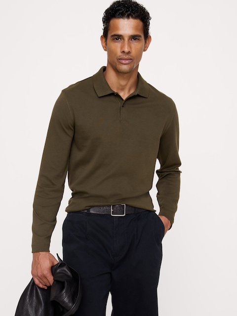 POLO À MANCHES LONGUES EN TISSU LUXUEUX