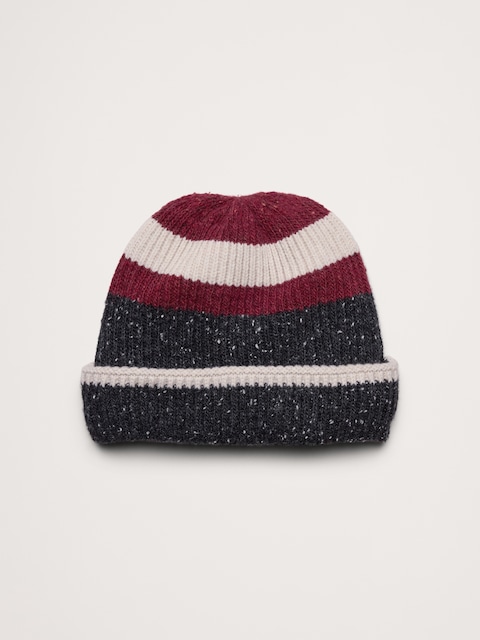 BONNET À RAYURES EN MÉLANGE DE LAINE ITALIENNE