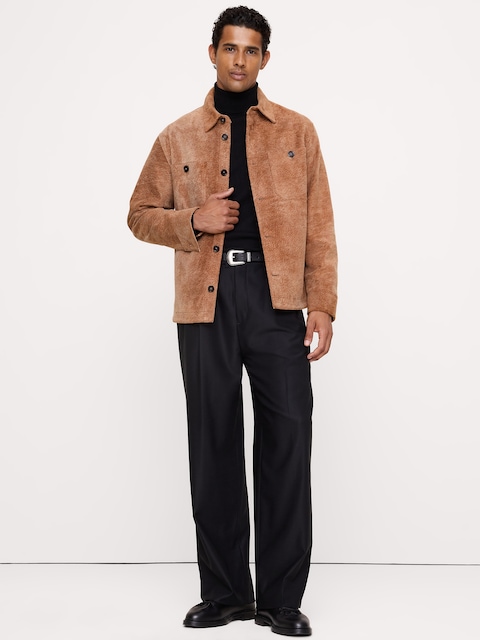 VESTE-CHEMISE DÉCONTRACTÉE EN SUÈDE TEXTURÉ