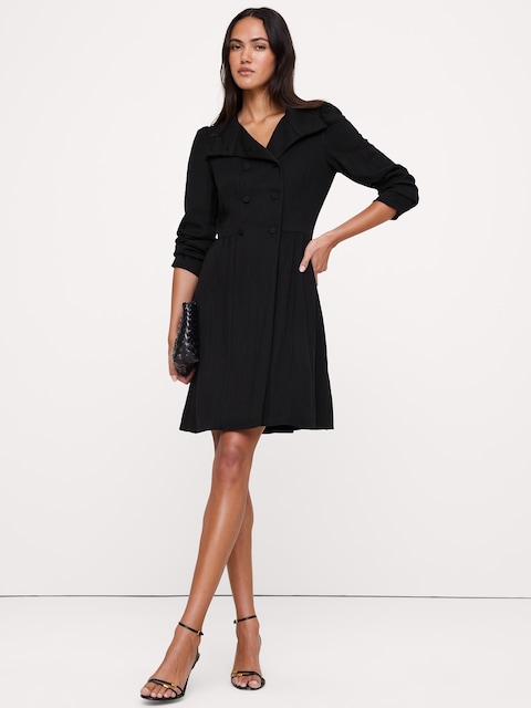 Drapey Twill Buttoned Mini Dress