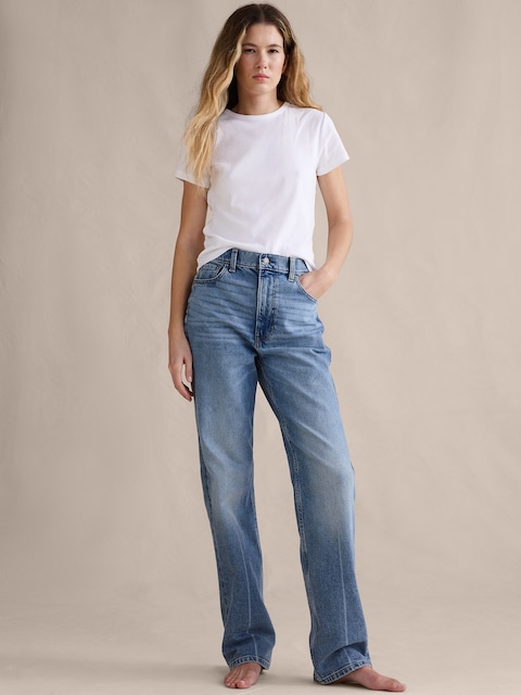 JEAN DROIT ANNÉES 90 À TAILLE HAUTE