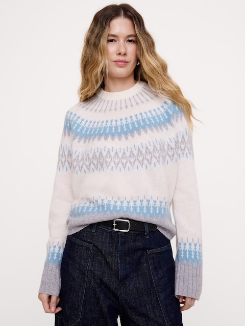 CHANDAIL RAS DU COU EN CACHEMIRE À MOTIF JACQUARD
