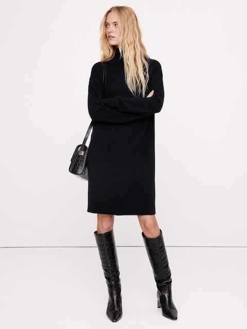 Lightweight Cashmere Turtleneck Mini Dress