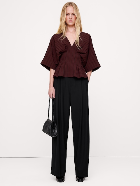 Cinched-Waist Pleated Top
