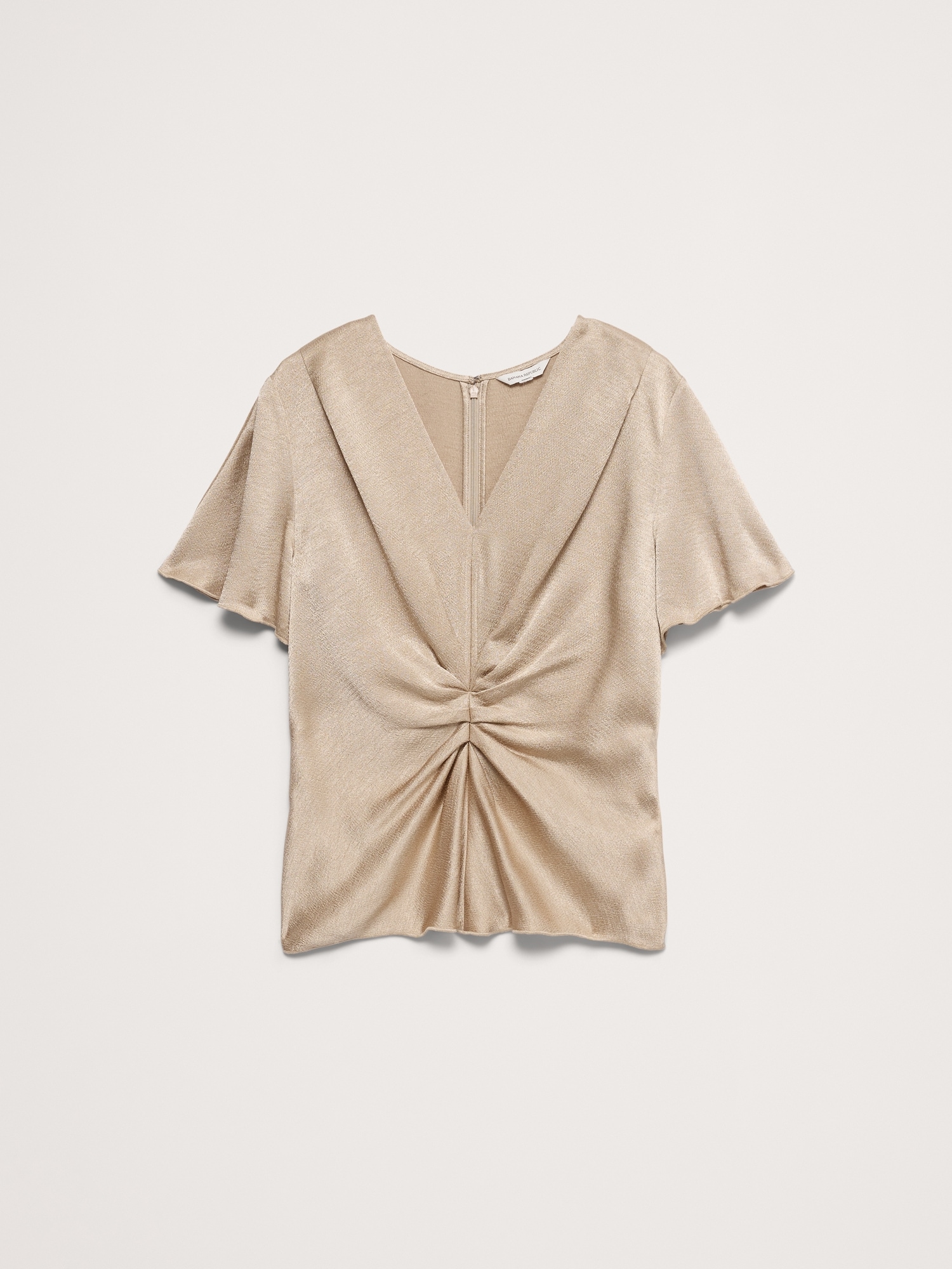 Hammered Satin Ruched-Waist Top