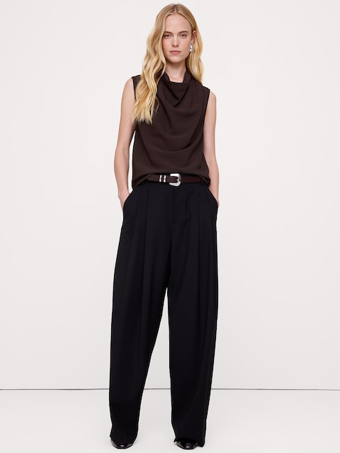 CAMISOLE DRAPÉE À COL CAGOULE