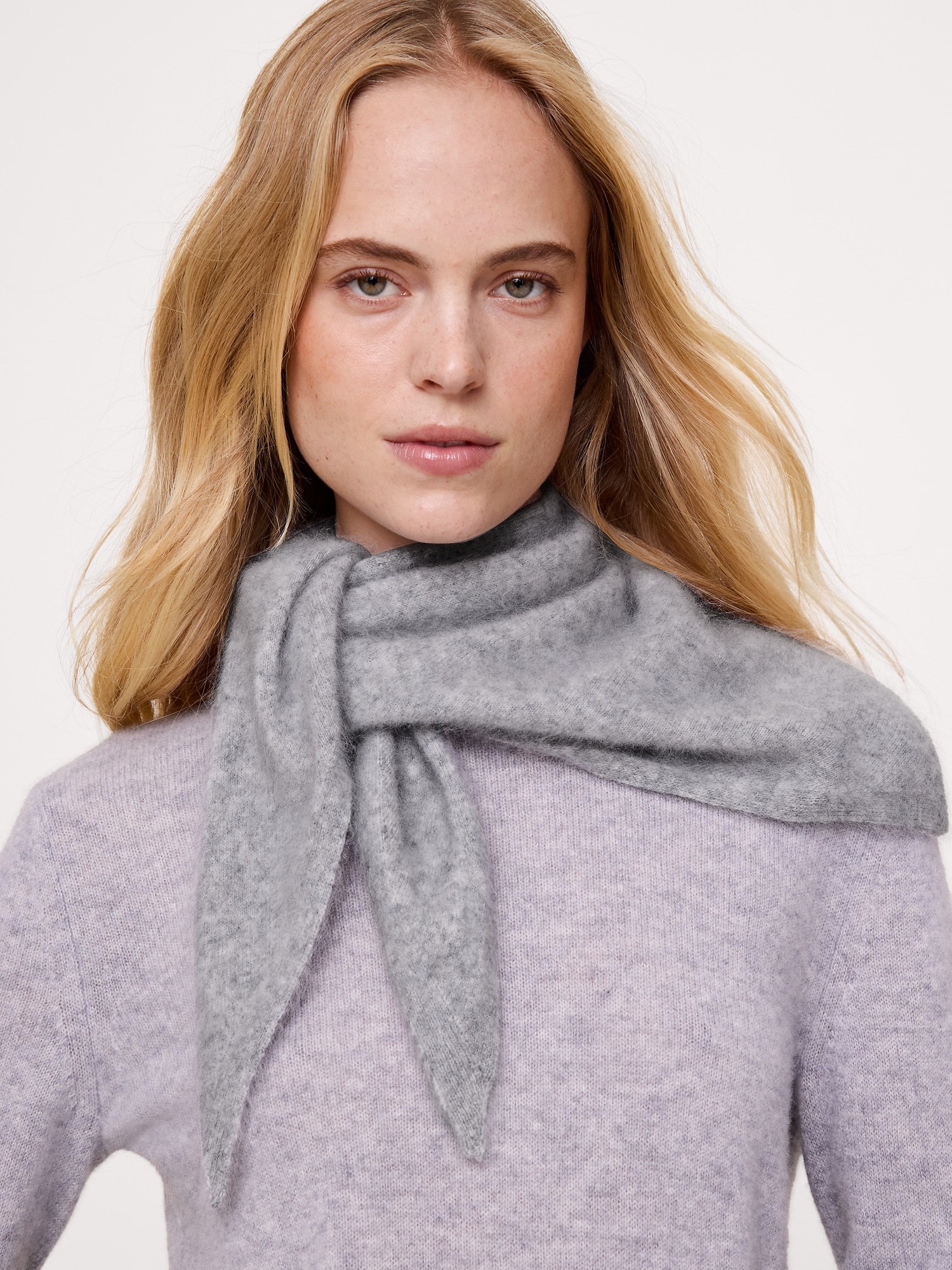 Brushed Wool-Cashmere Triangle Scarf