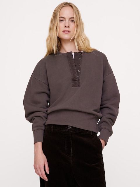 CHANDAIL HENLEY EN MOLLETON BOUCLETTE