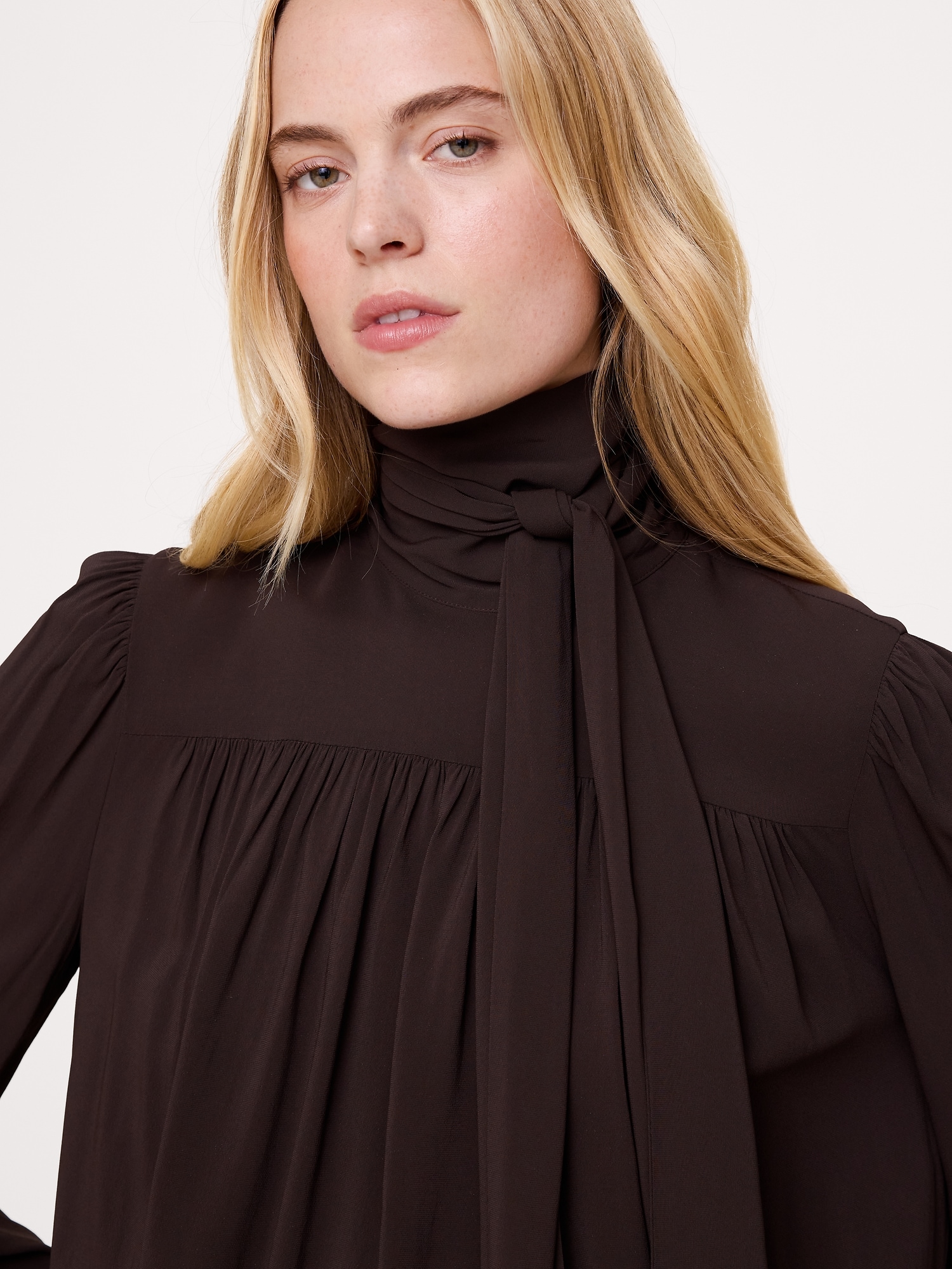 Georgette Scarf-Tie Blouse