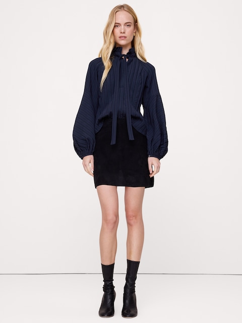 Ruffle-Neck Peasant Blouse