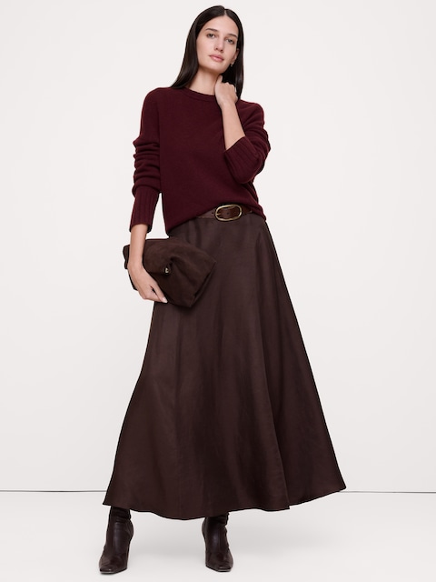 JUPE LONGUE EN LIN ET VISCOSE