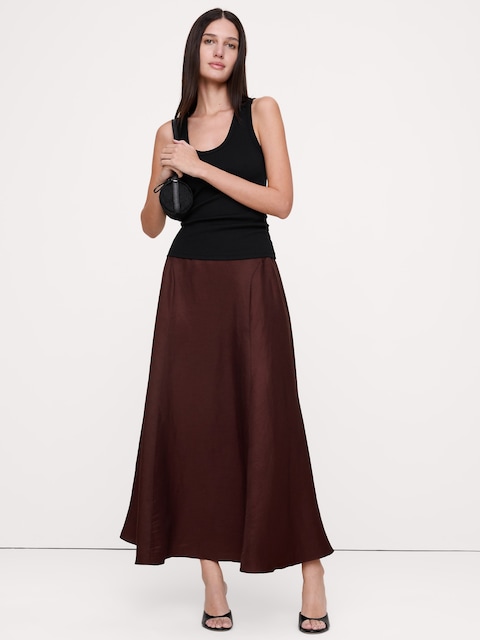 JUPE LONGUE EN LIN ET VISCOSE