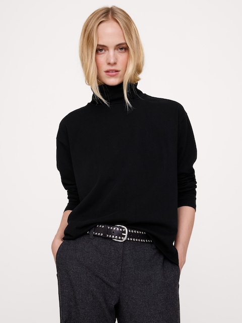 Vintage Cotton Funnel-Neck T-Shirt