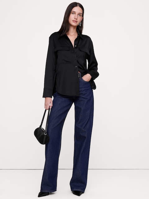 CHEMISIER EN SATIN EXTENSIBLE